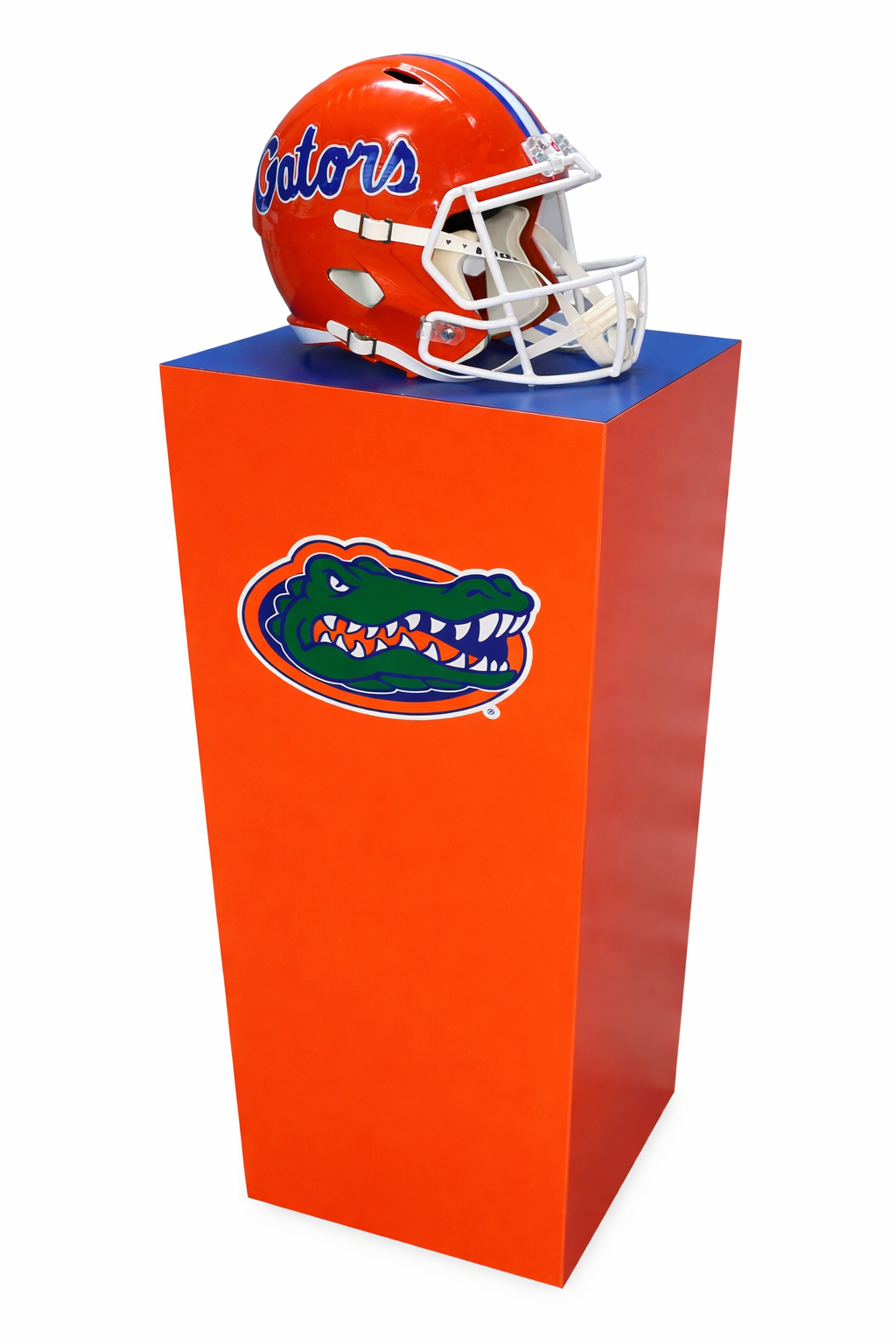 University of Florida official college memorabilia display pedestal with official college football helmet